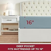 Vista 136 de Mellanni California King Fitted Sheet - Iconic Collection Bedding Sheets with up to 16 inch Deep Pocket - Soft & Cooling - Fade & Stain Resistant