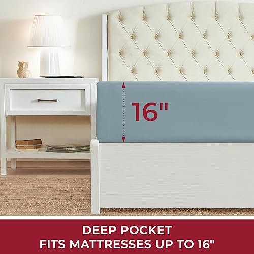 Miniatura 136 de Mellanni California King Fitted Sheet - Iconic Collection Bedding Sheets with up to 16 inch Deep Pocket - Soft & Cooling - Fade & Stain Resistant