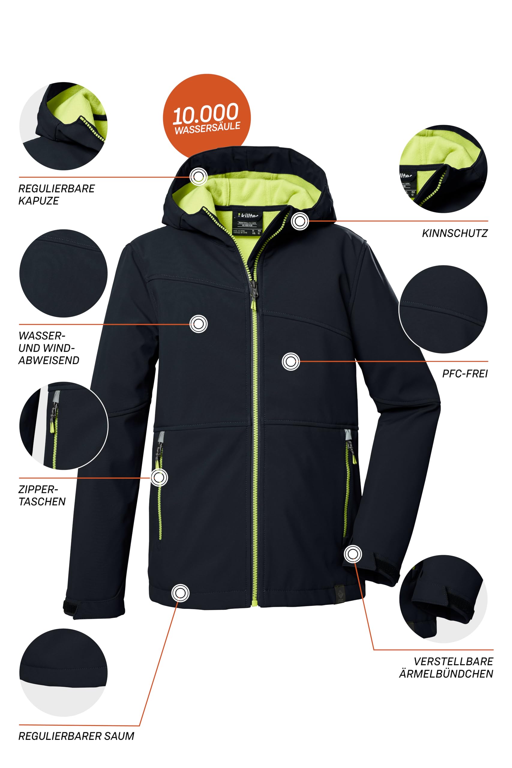 Killtec Kos 321 Bys Sftshll Jckt Veste softshell extérieur capuche Boy's