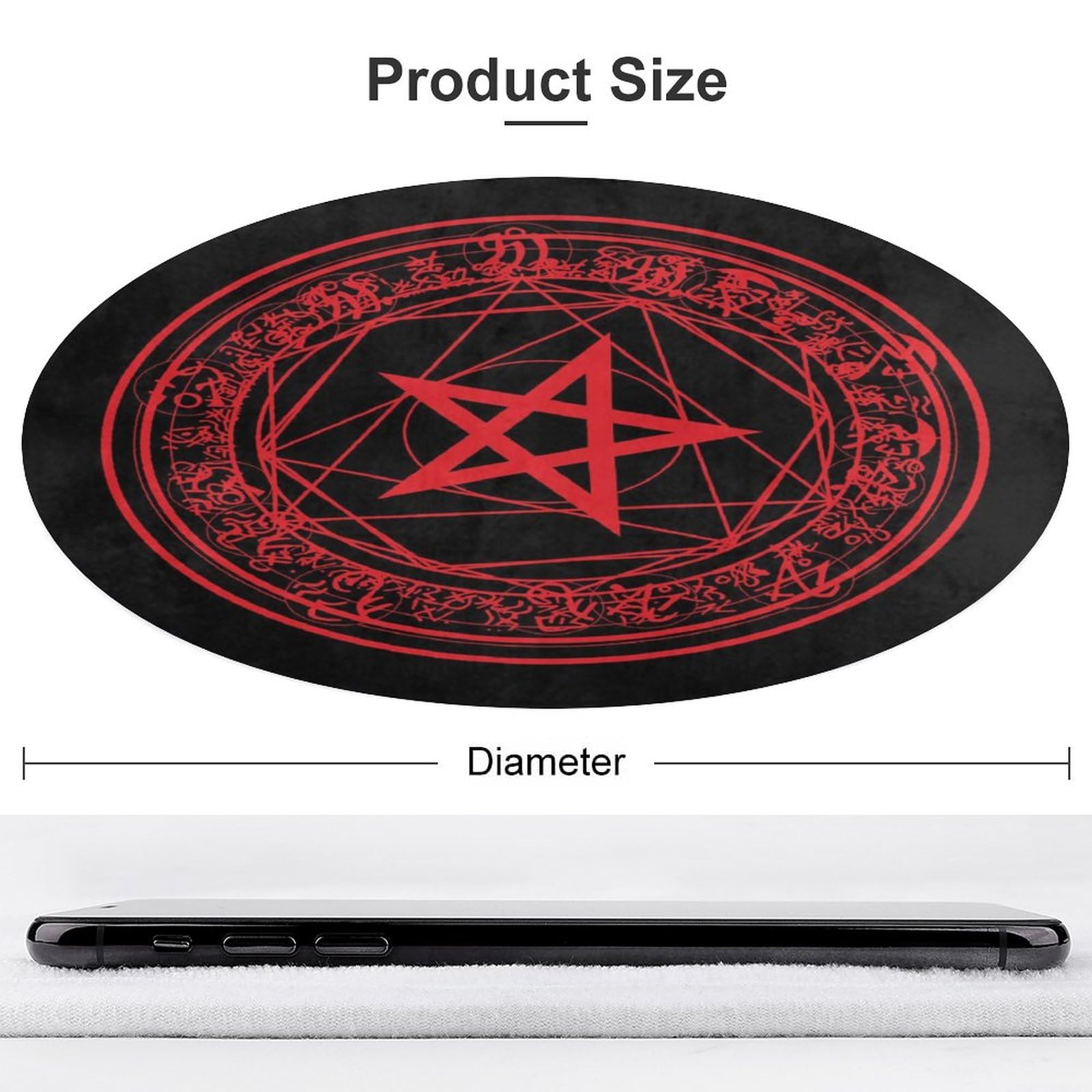 NAWFIVE Round Area Rugs 3Ft Pentagram Blood Red Circle Play Room Mat Non-Slip Magic Floor Mats Soft Absorbent Carpet Decor for Living Room Bedroom Kitchen