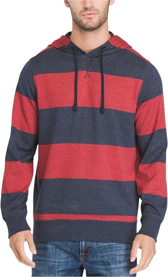 G.H. Bass & Co. Mens Rugby Hoodie Sweatshirt, Red, Small