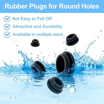 125Pcs Rubber Plugs for Round Holes, Durable and Long Service Life, 8 Sizes Hole Plugs 1 3/4 5/8 1/2 3/8 5/16 1/4 1/5, Snap Locking Silicone Rubber Hole Plugs Kit for Car Wiring Furniture