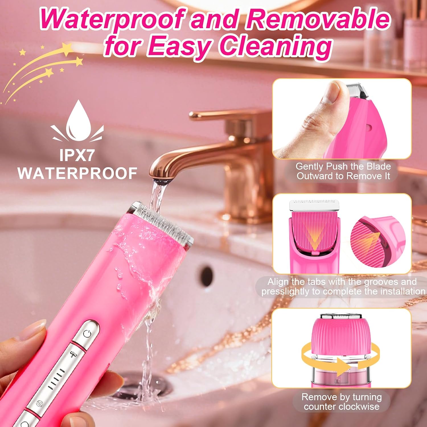 2 in 1 Personal Shaver for Women Pubic Hair Bikini Trimmer for Ladies Electric Razor, Waterproof Wet & Dry Rechargeable Facial & Body Hair Remover for Underarm, Leg, Arm, Face, Women Grooming Tool