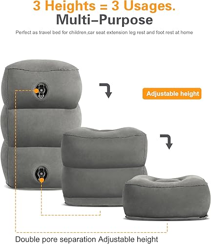 Miniatura 3 de Sunany Inflatable Foot Rest Pillow for Airplane Travel-Adjustable Height Cushions for Kids to Sleep While Traveling, Adults, Suitable for Office