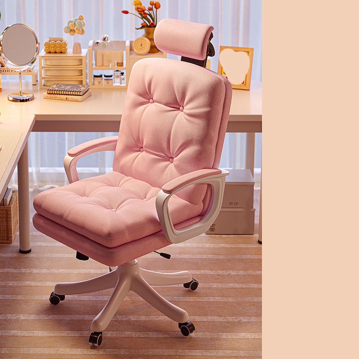 YJFFQ オフィスチェア アウトレット デスクチェア パソコンチェア 椅子 おしゃれ 01ピンク 疲れない ワークチェア