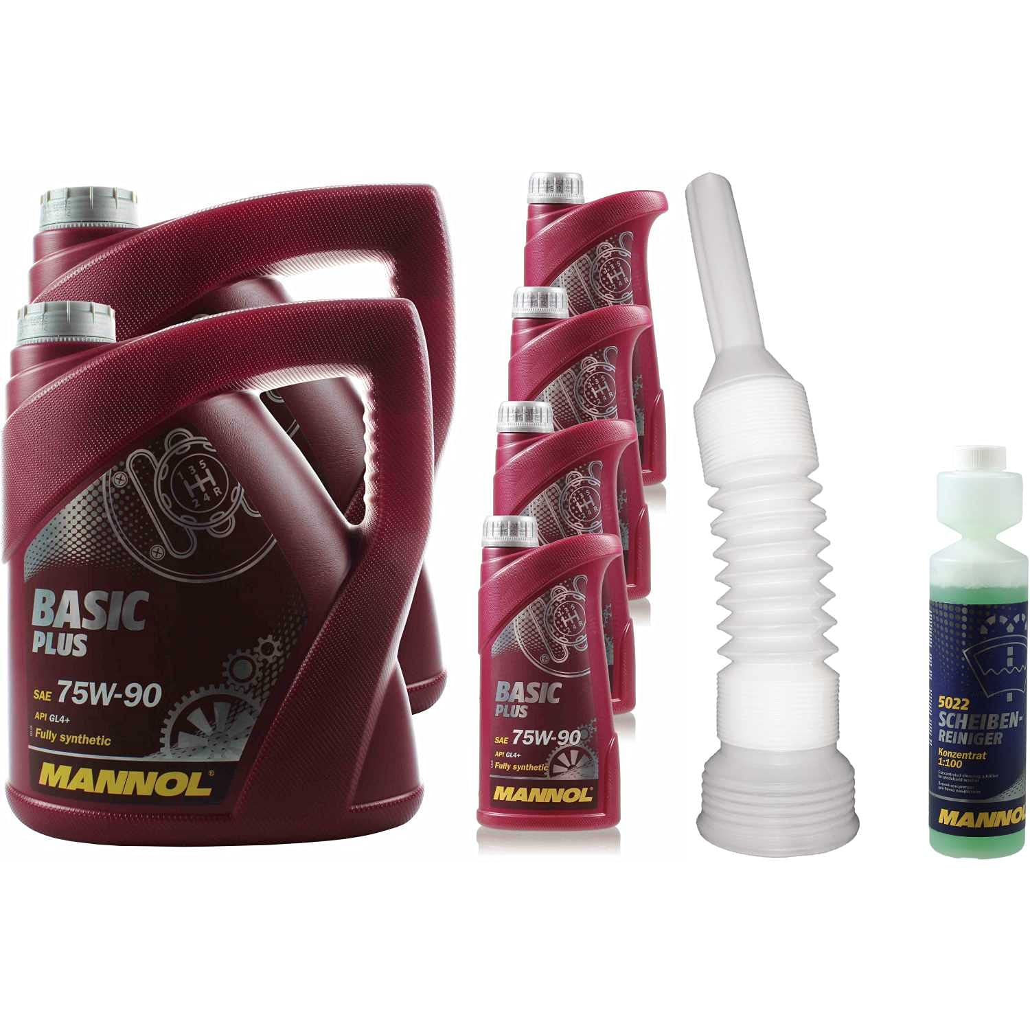 Set 85407526 CT4504 MN8108-1 MN8108-4 5022 12L MANNOL Getriebeöl Basic Plus 75W-90 API GL 4+ Gear inkl. Auslaufschlauch