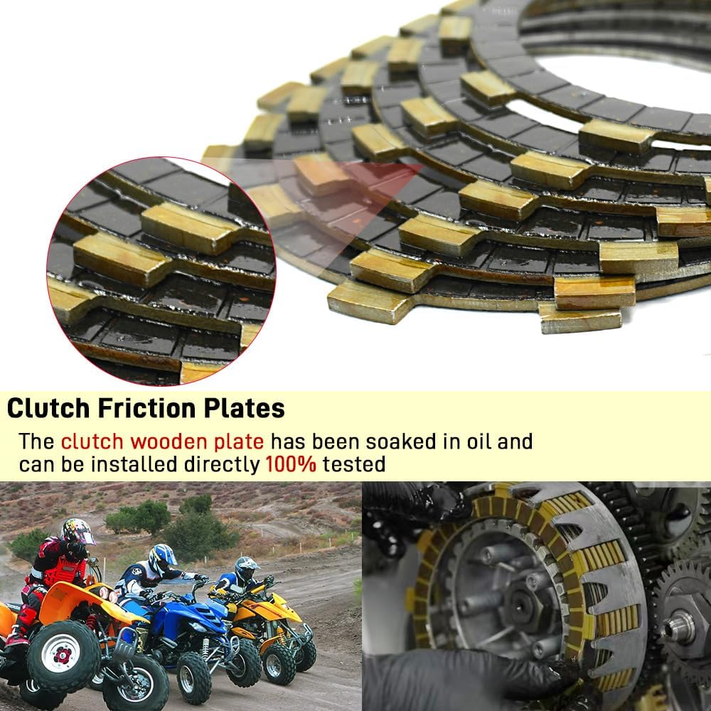 Clutch Kit & Friction Steel Plate & Complete Gasket for Yamaha Raptor 660 660R 660 660R SE YFM660R YFM 2001 2002 2003 2004 2005 OEM# 4PT-16371-00-00 3YF-16351-00-00