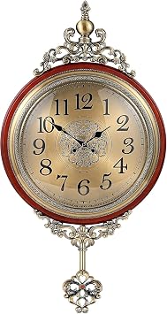 A Large Vintage Double-Sided Wall Clock, an Antique Watch Made of Glass and Metal, Suitable for Living Rooms Suitable for Kitchen, Living Room or OfficeGold