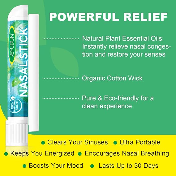 NIFEISHI Nasal Stick Boost Energy Set, Nose Inhaler Stick, Nasal Stick Inhaler for Daily Refreshment, Natural Mint Nasal Sticks for Breathing, 4pcs