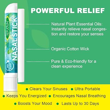 NIFEISHI Nasal Stick Boost Energy Set, Nose Inhaler Stick, Nasal Stick Inhaler for Daily Refreshment, Natural Mint Nasal Sticks for Breathing, 4pcs