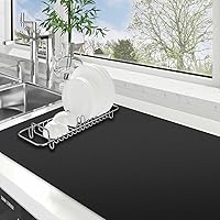 Vista 39 de WISELIFE Tapete de secado de platos súper absorbente, tapete de secado de platos grande para encimera de cocina, tapete de secado de platos fácil