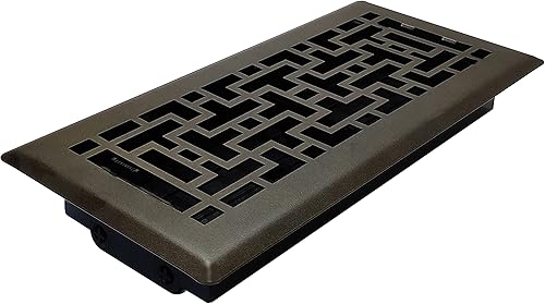 Miniatura 3 de Registro de piso de diseño oriental de 4 x 12 pulgadas en acabado de bronce metálico, cubiertas de ventilación para piso del hogar, cubiertas