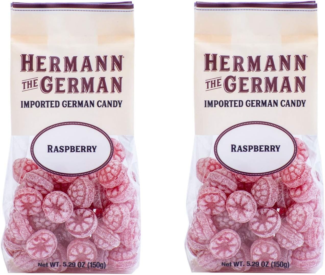 Hermann the German Hard Candy - Imported - Pack of 2 (Raspberry)