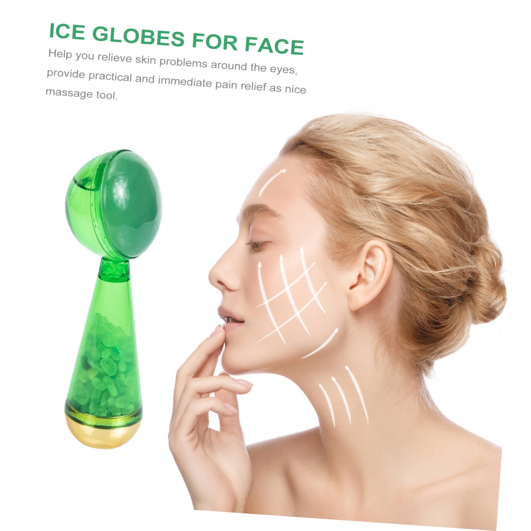 Rodillo Facial de Jade Verde, Globos de Hielo para Cuidado Piel, Portátil y Cómodo, para Uso en Casa y Viaje, Masaje Refrescante