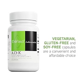 DAVINCI Labs ADK - Helps Support Bone, Heart & Immune Health - Dietary Supplement with Vitamins A, D3 & K2 (as MK-7) - Vegetarian, Gluten Free & Soy Free - 30 Capsules