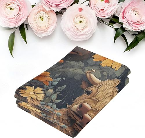 Vista 113 de Juego de 2 toallas de baño de color morado, remolques de mano de lobo, toallas de baño, toallas suaves y absorbentes para baño, cocina, gimnasio