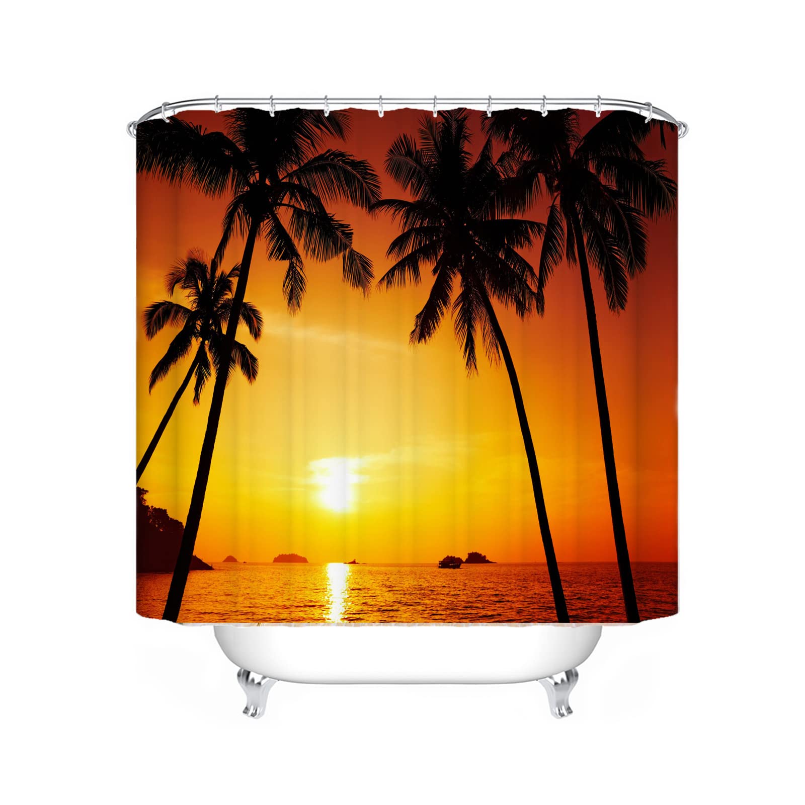 WSSLJK Beach Sand Shower Curtain Textile 120x200 180x200 180x180, Beach Pattern Shower Curtains Waterproof Decorate Your Bathroom (180 * 200CM,5)