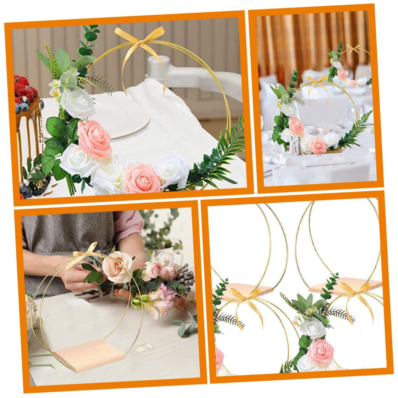 2sets Floreale in Metallo Cerchi per Ghirlande Fai da Te Cerchi in Metallo per Artigianato Anello per Centrotavola da Matrimonio Floreali per Decorazioni da Tavolo