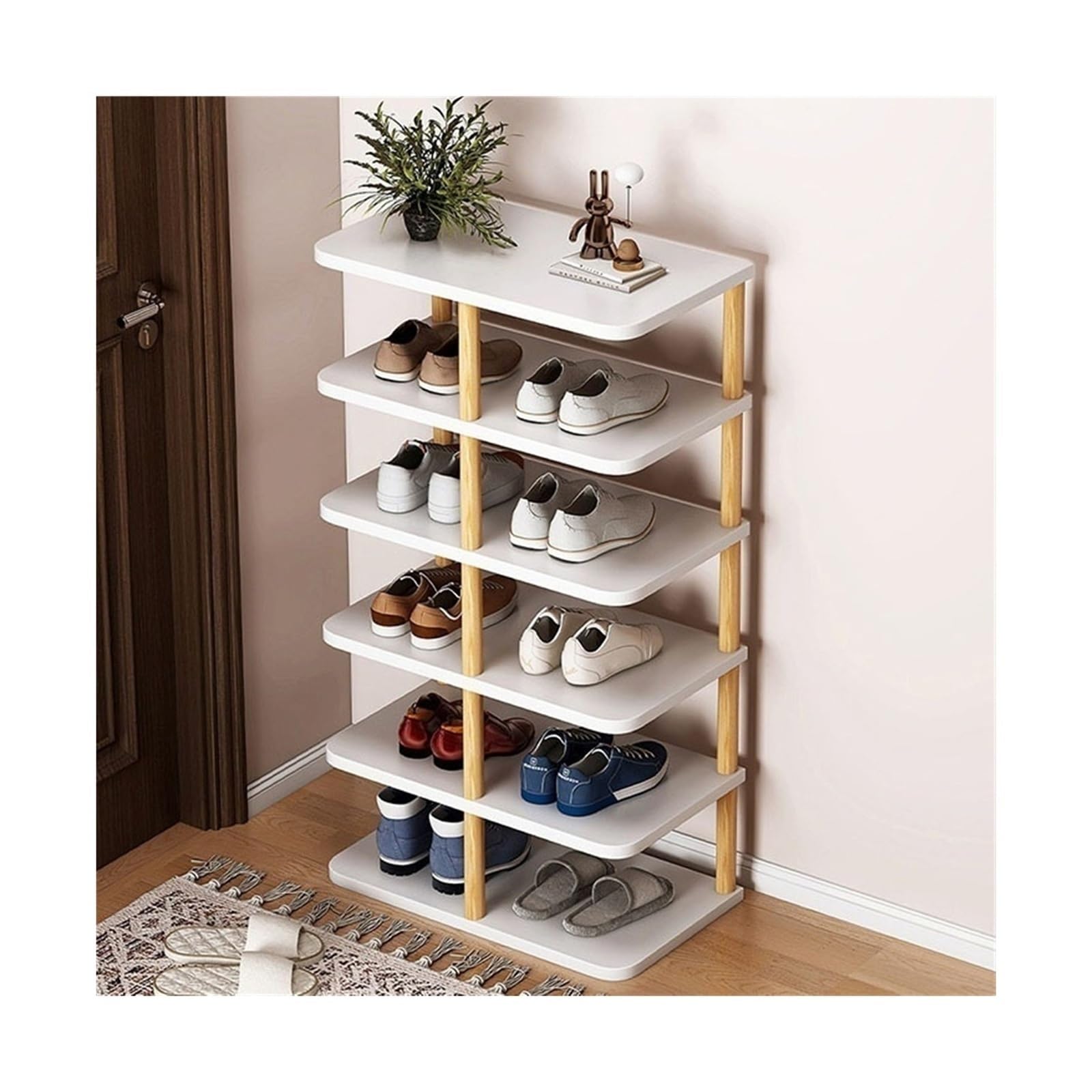 Étagère à chaussures étroite organisateur de rangement multicouche vertical d'entrée