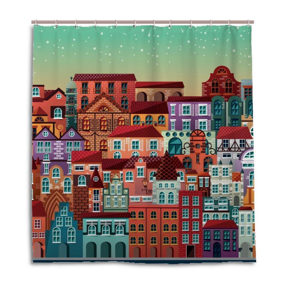 Rideau de douche textile premium en polyester durable motif moderne 12 crochets CHEHONG