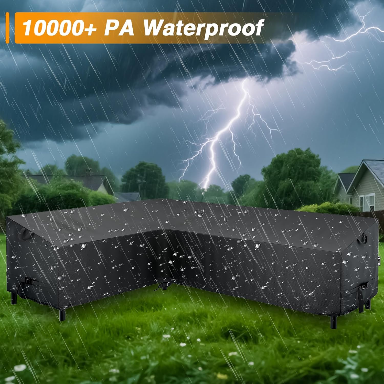 L-Shaped Sectional Sofa Cover 85" L/110" L x 33.5" D x 31" H 420D Heavy Duty Windproof and Waterproof Outdoor Sectional Couch Cover for 6-Seater Patio Furniture Couch