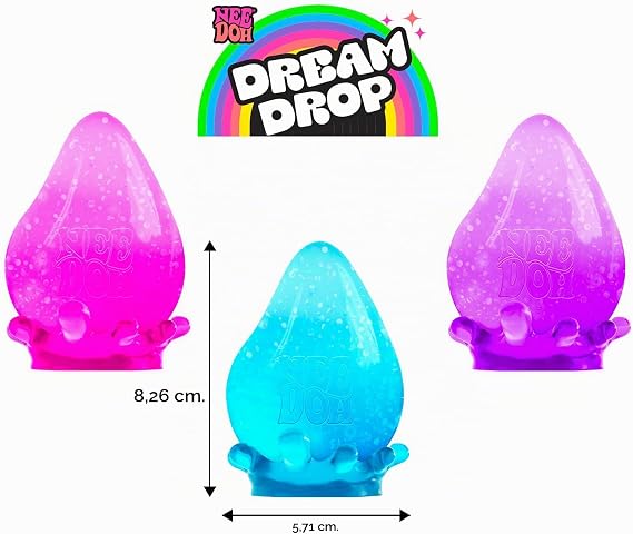 Schylling NeeDoh Dream Drop Sensorisches Spielzeug mit Füllung Groovy GOO DREI zufällige Farben ab 3 Jahren 3 Stück