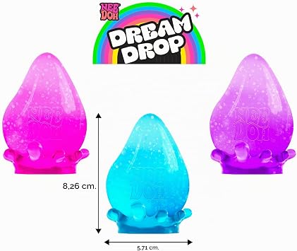 Schylling NeeDoh Dream Drop Sensorisches Spielzeug mit Füllung Groovy GOO DREI zufällige Farben ab 3 Jahren 3 Stück