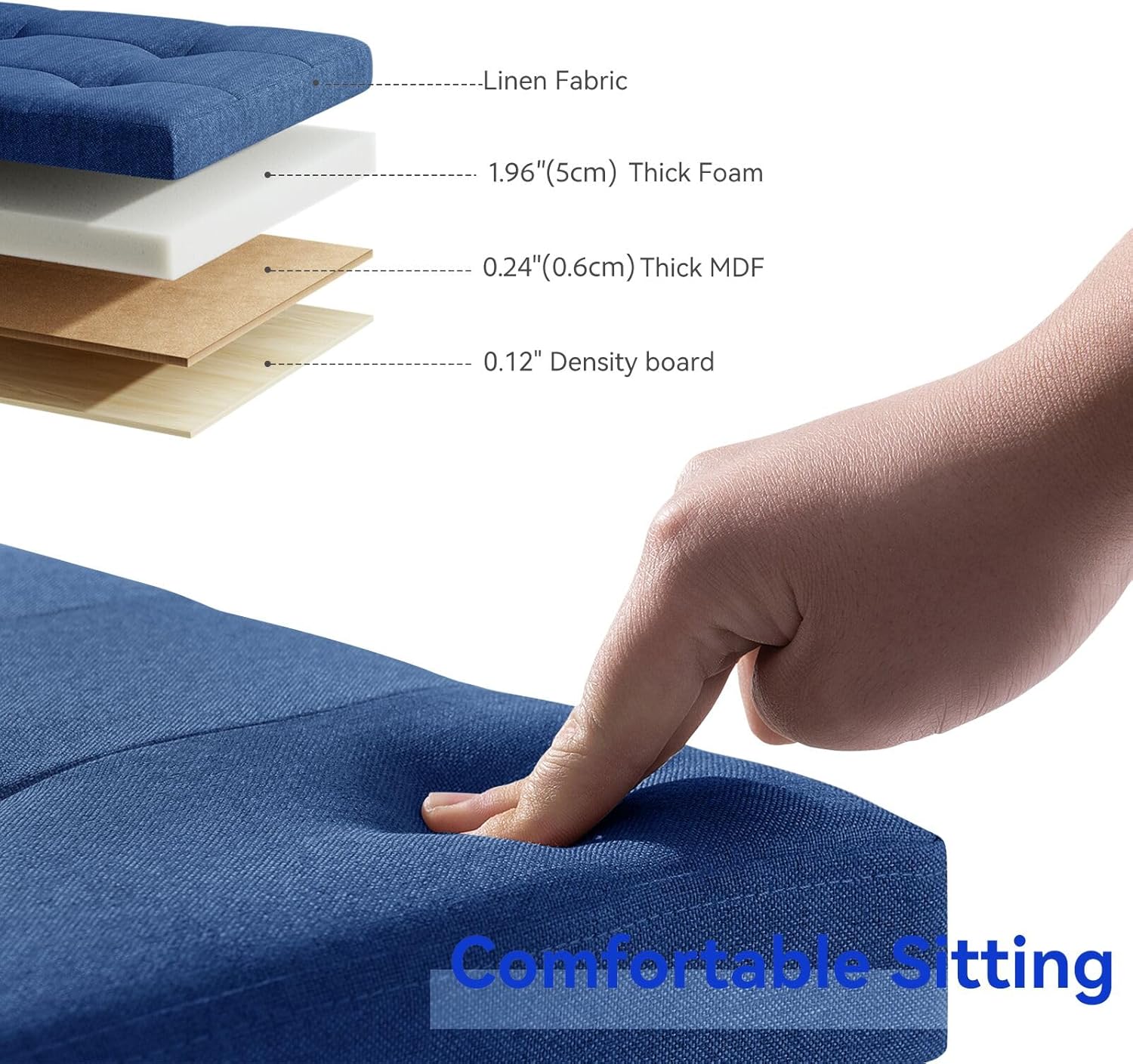 BRIAN & DANY Small Ottoman with Storage, Foot Stool Ottoman Storage Cube, Foot Rest for Couch with Legs, Blue 14.8" x 14.8" x 16" - Image 6