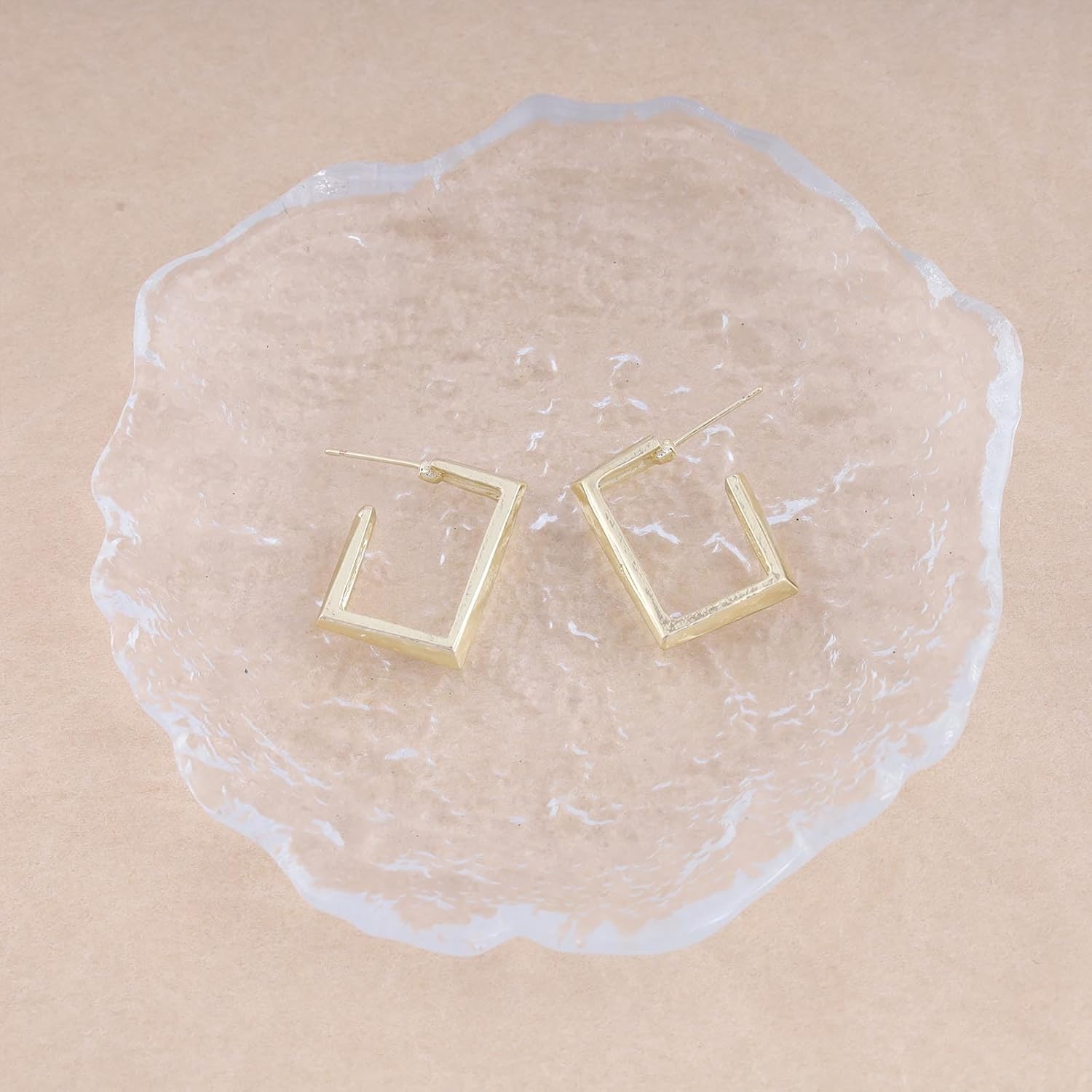 Vintage Square Hoop Earrings Hollow Square Earrings Gold Chunky Square Hoops Earrings Exaggerated Geometric Stud Earrings Jewellery for Women - Image 7