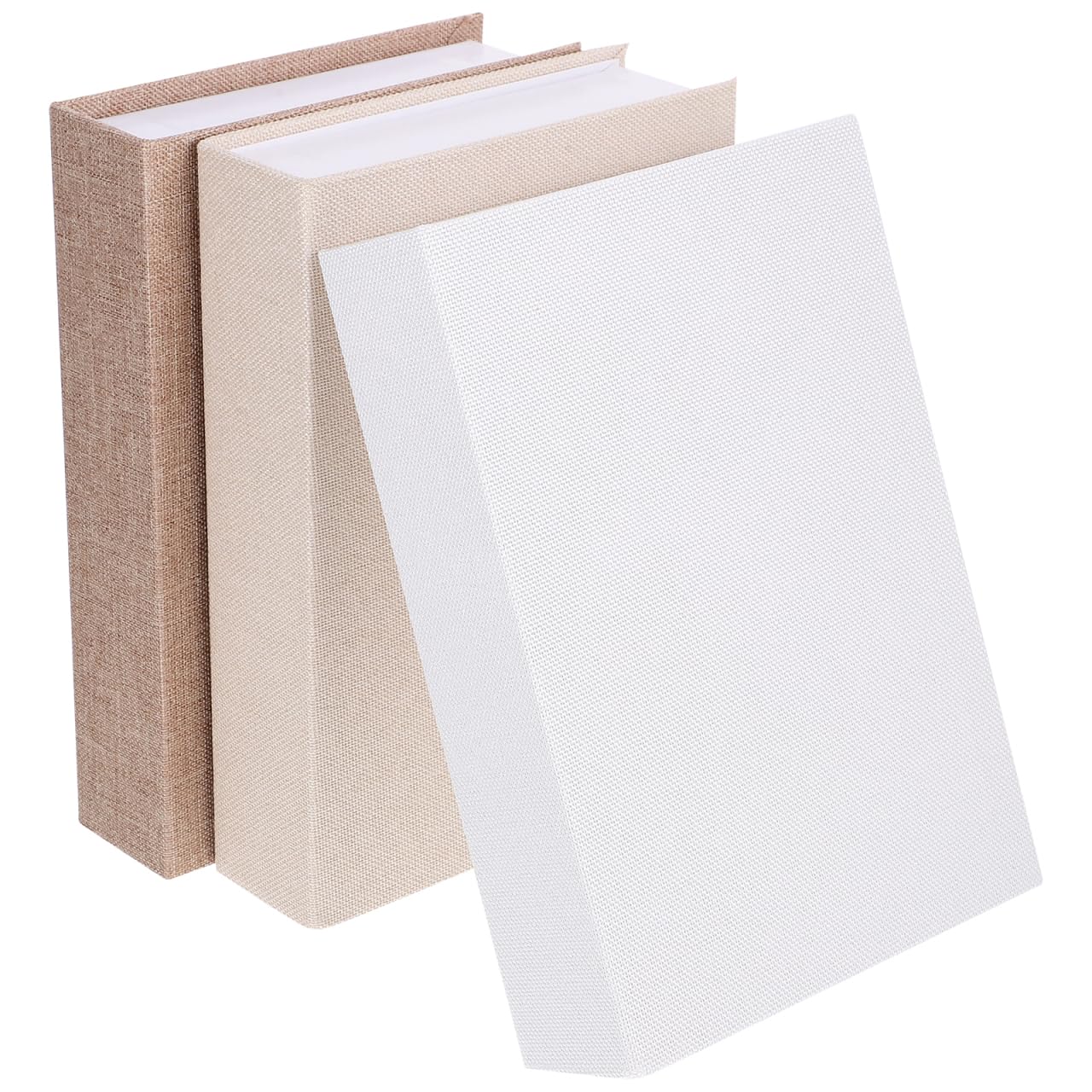 TOPBATHY Faux Linen Book Boxes Set 3 Pack 8.66X6.10X1.77 Inches Realistic Decorative Book Shaped Storage Organizer for Home Office Shelf Display and Diy Crafts