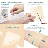 Vista 4 de Dimora Apósito hidrocoloide para heridas, 10 vendajes ultrafinos de parche grandes de 4 x 4 pulgadas con autoadhesivo, curación rápida para úlceras