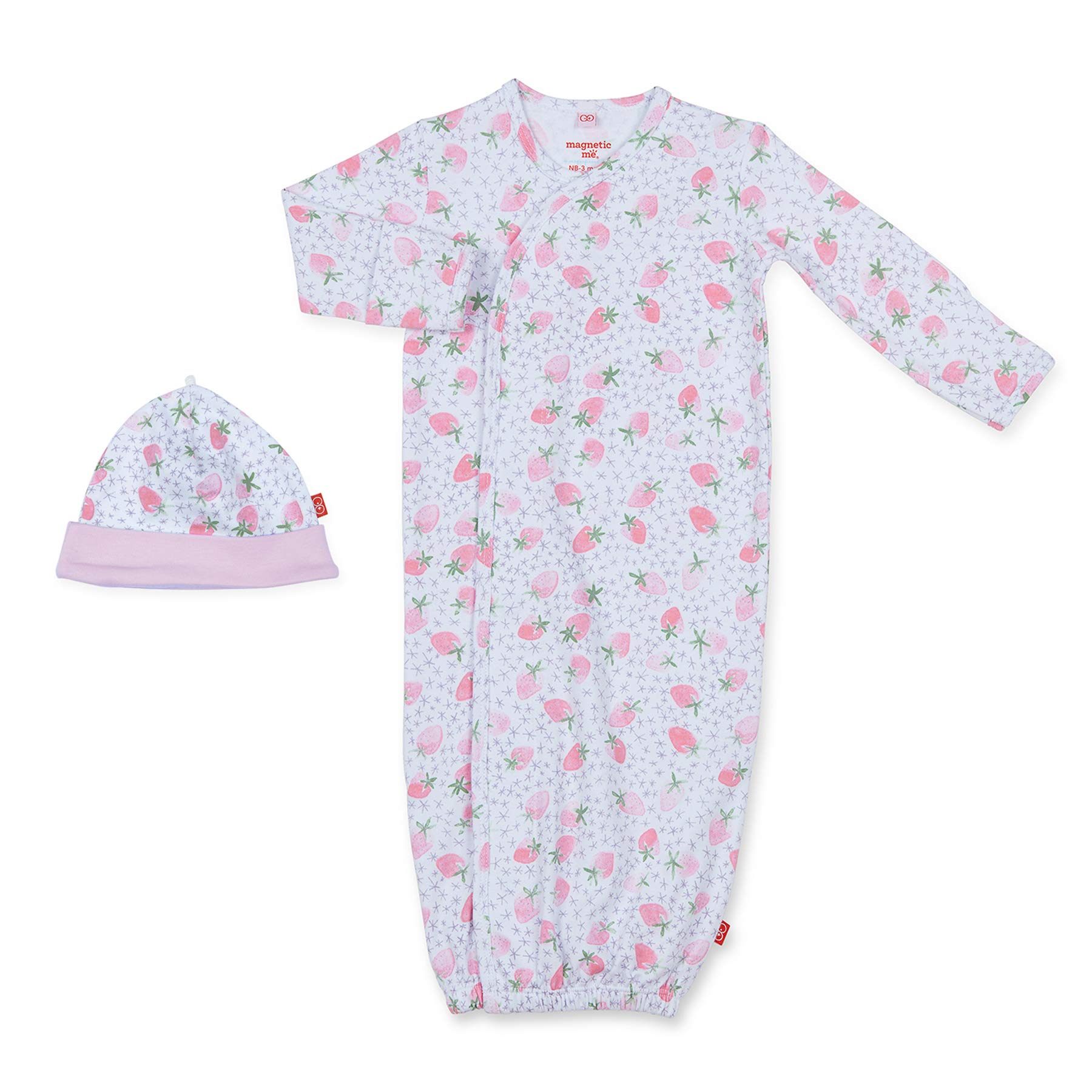 Magnetic Meby Magnificent Baby 100% Organic Cotton Sack Gown & Hat Set, Newborn to 3 Months