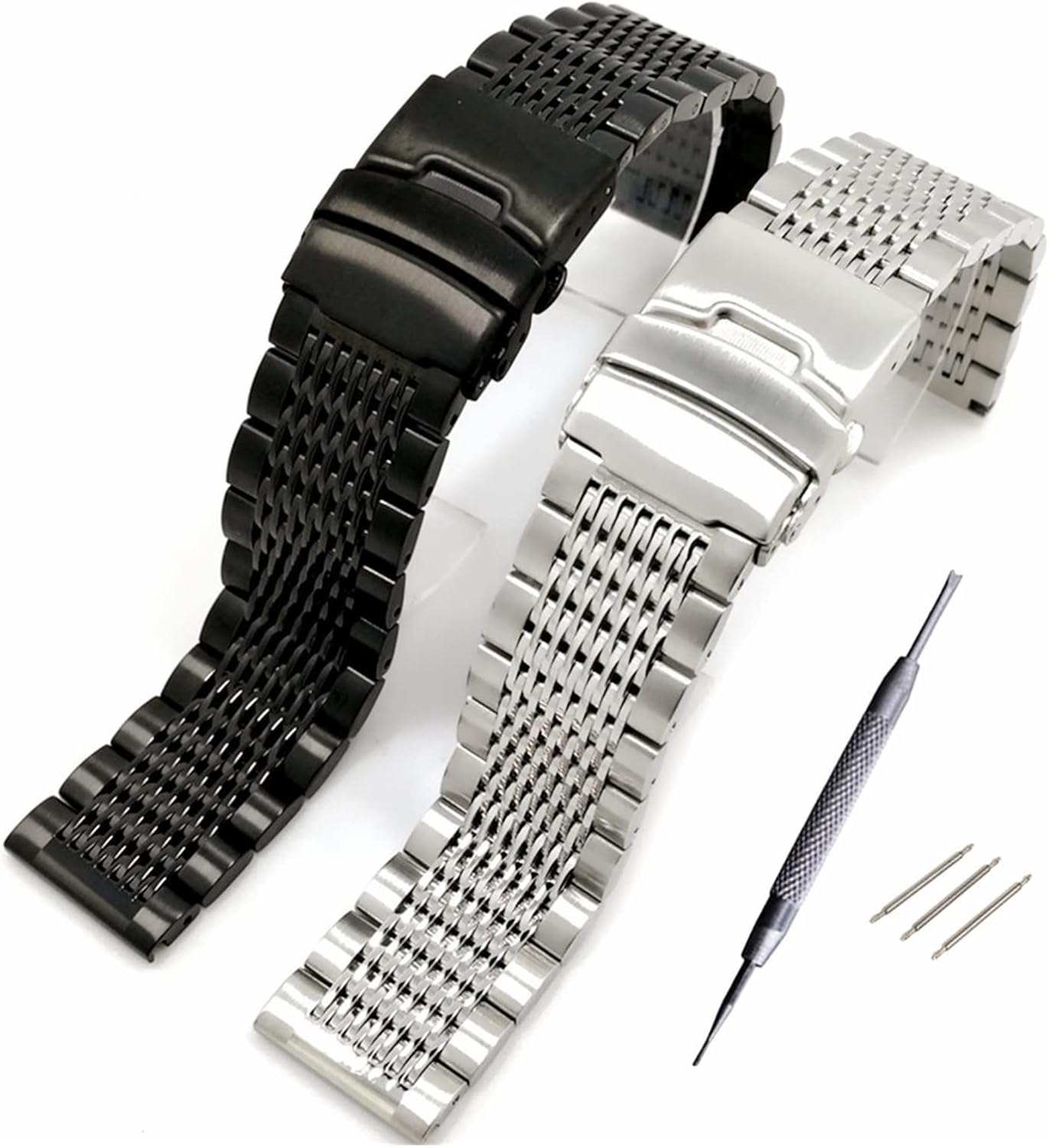 SDFFGHJ Luxury 22/20/24mm Solid Milan Link Stainless Steel Watch Band Folding Clasp Safety Watches Strap Bracelet Replacement