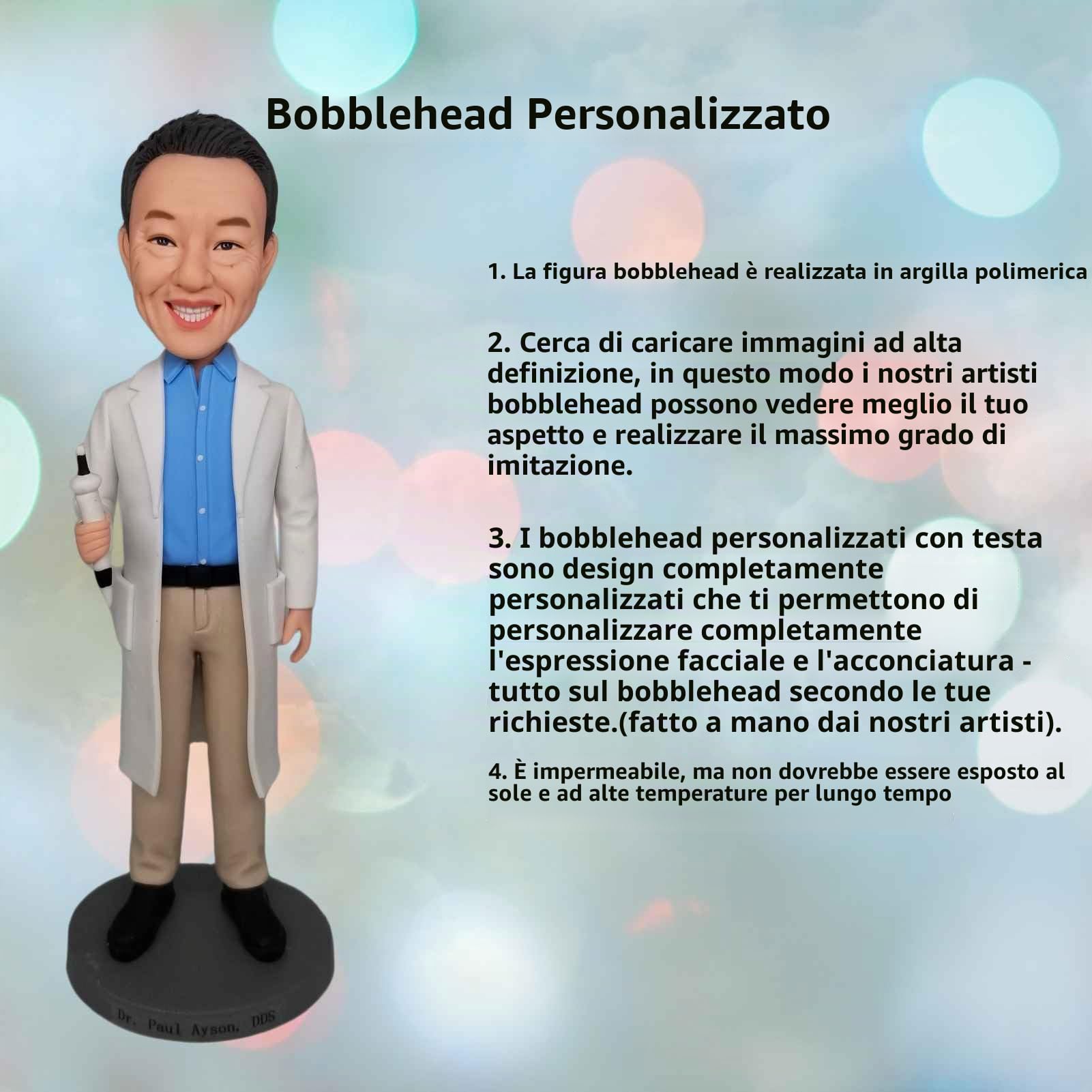 Statuetta Bobbleheads completamente personalizzata, scultura in polimero di alta qualità, regalo personalizzato per uomo, medico, amico, regalo fatto a mano per compleanno, Capodanno, San