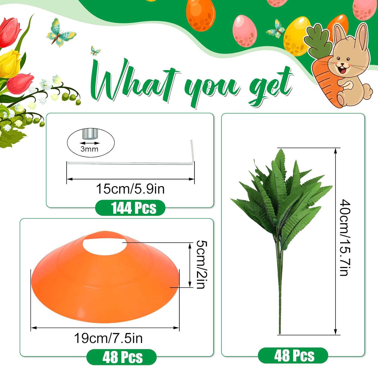 48 Set Easter Yard Carrot Decorations Garden Stake Fade Resistant Carrot Yard Stake Outdoor Plastic Rustic Sign for Easter Home Lawn Spring Party Supplies 2026 Upgraded Quality Material