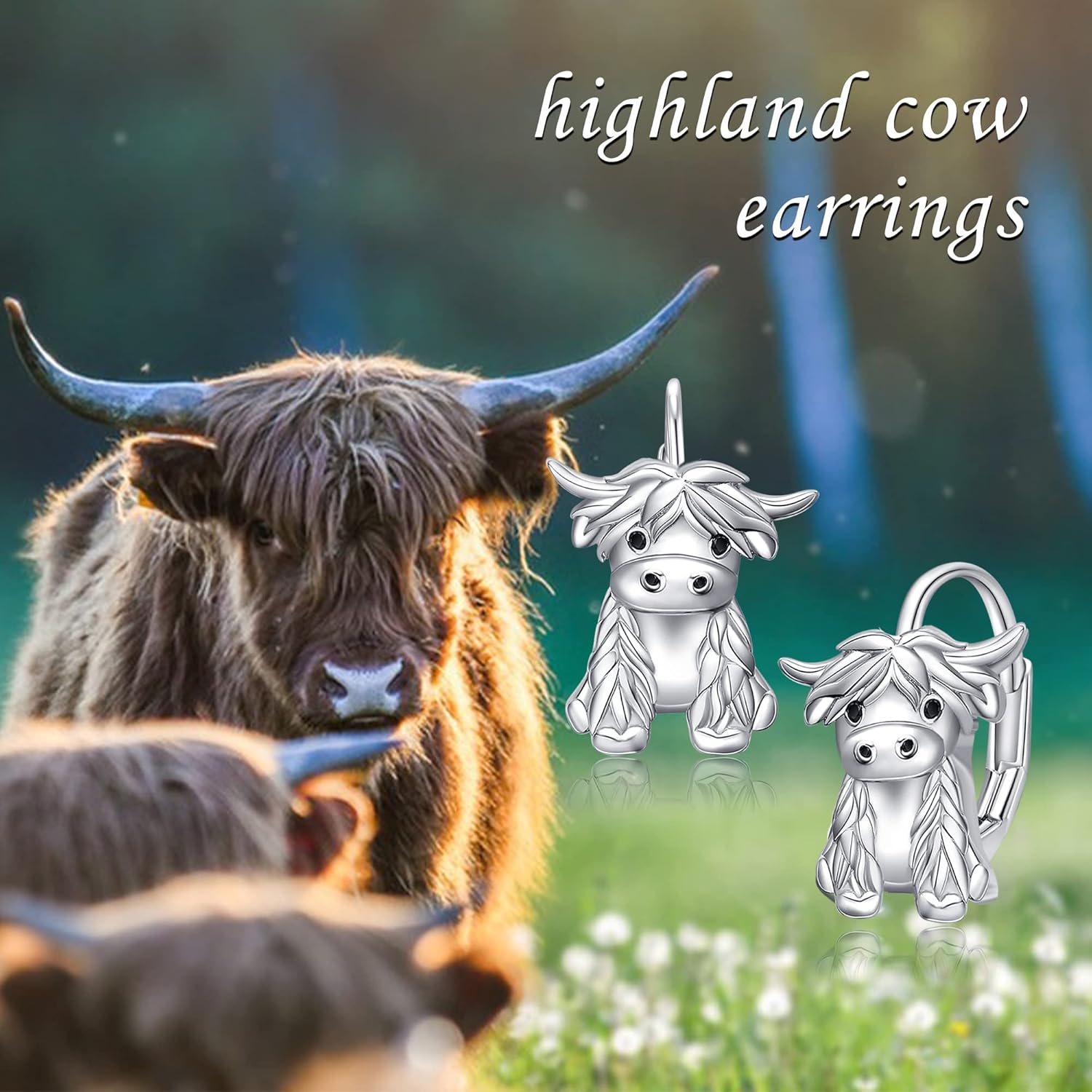 YAFEINI Highland Cow Earrings 925 Sterling Silver Cute Cow Leverback Earrings Drop Dangle Jewelry for Women - Image 5