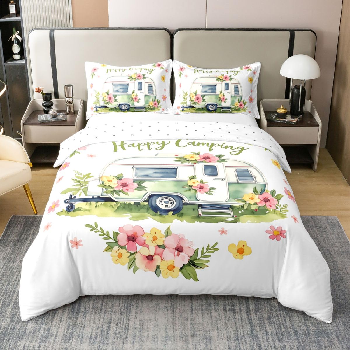 Couvre Lit Floral Romantique Homewish en Coton Supérieur