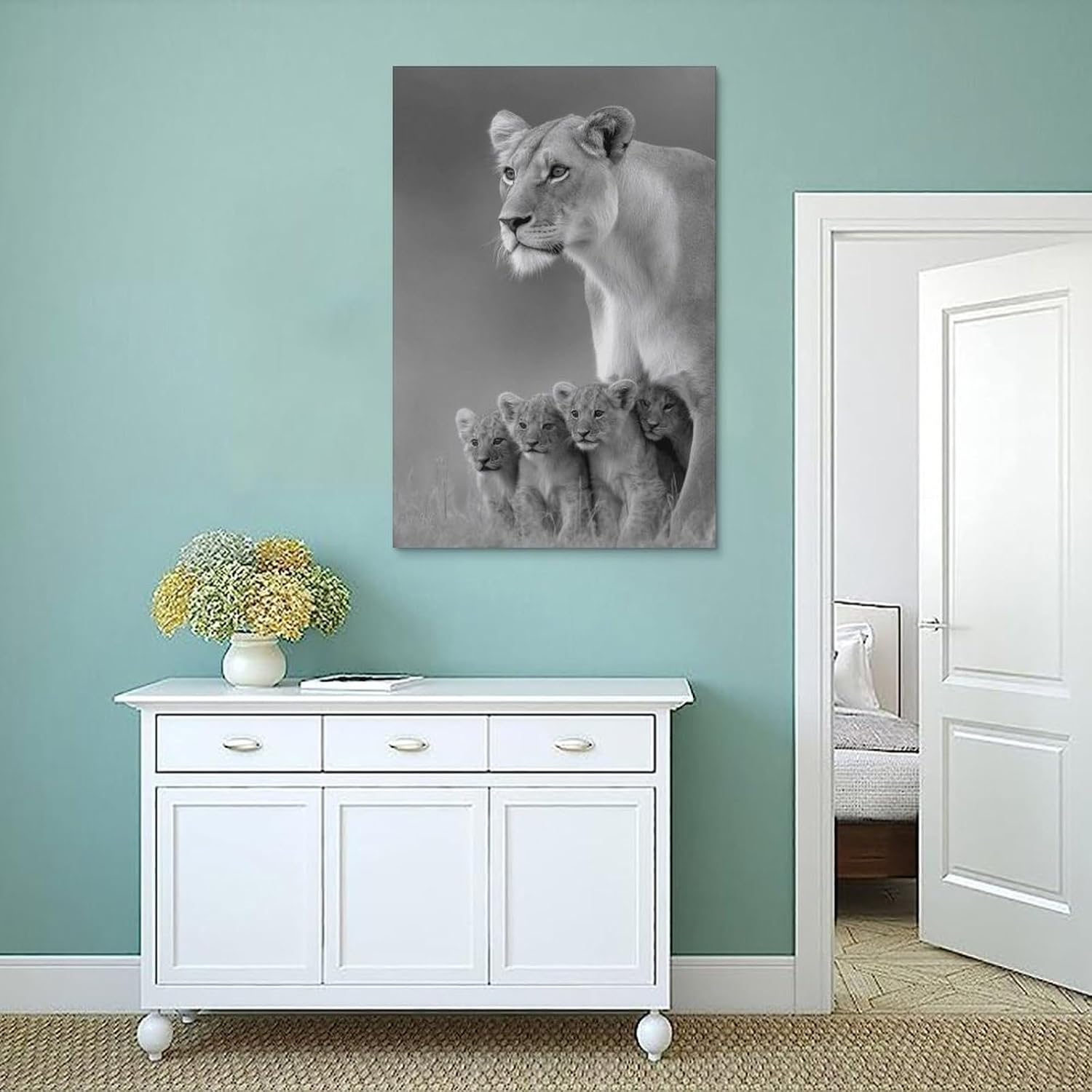 Lioness And Cubs Wildlife Poster (6) Wall Art Paintings Canvas Wall Decor Home Decor Living Room Decor Aesthetic 24x36inch(60x90cm) Unframe-style image 4