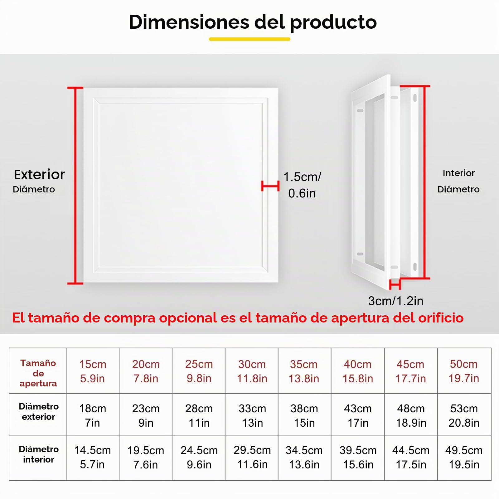 Trampilla Pladur Tapa De Registro 150 200 300 400 500mm, Trampilla De Inspección Empotrada, Tornillos Incluidos, Panel De Acceso Oculto Para Techo Trampilla Pladur(White,30 * 30cm)