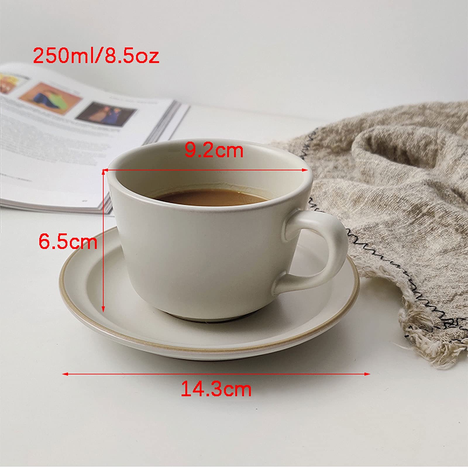 Tazas Desayuno Copa de café de cerámica Mate y platillo Conjunto Taza de té de Porcelana clásica 250 ml/ 8. 5oz(Azul Beige/Gris) Tazas (Color : Grey Blue)