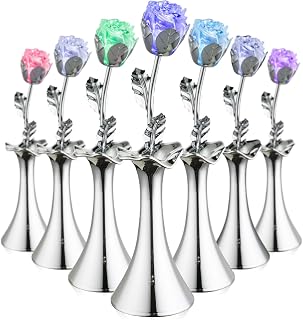 Lámpara de mesa decorativa LED, diseño de rosa con cambio de color, con florero iluminado (jarrón, 1 rosa, lámpara de mesa, funciona con pilas, interruptor)
