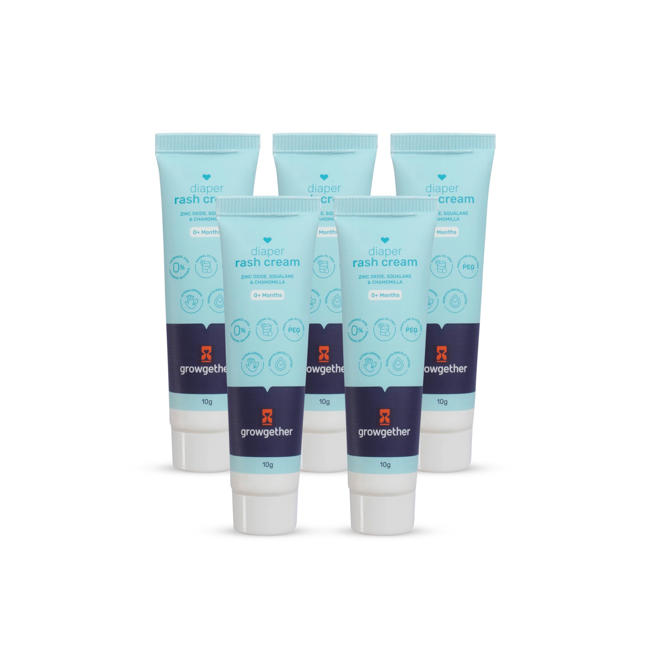 Diaper Rash Cream (10g) Baby Care Travel Combo, Zinc Oxide, Chamomile & Squalane Hypoallergenic, Fragrance Free, Dermatologist Tested - Pack of 5-image-42