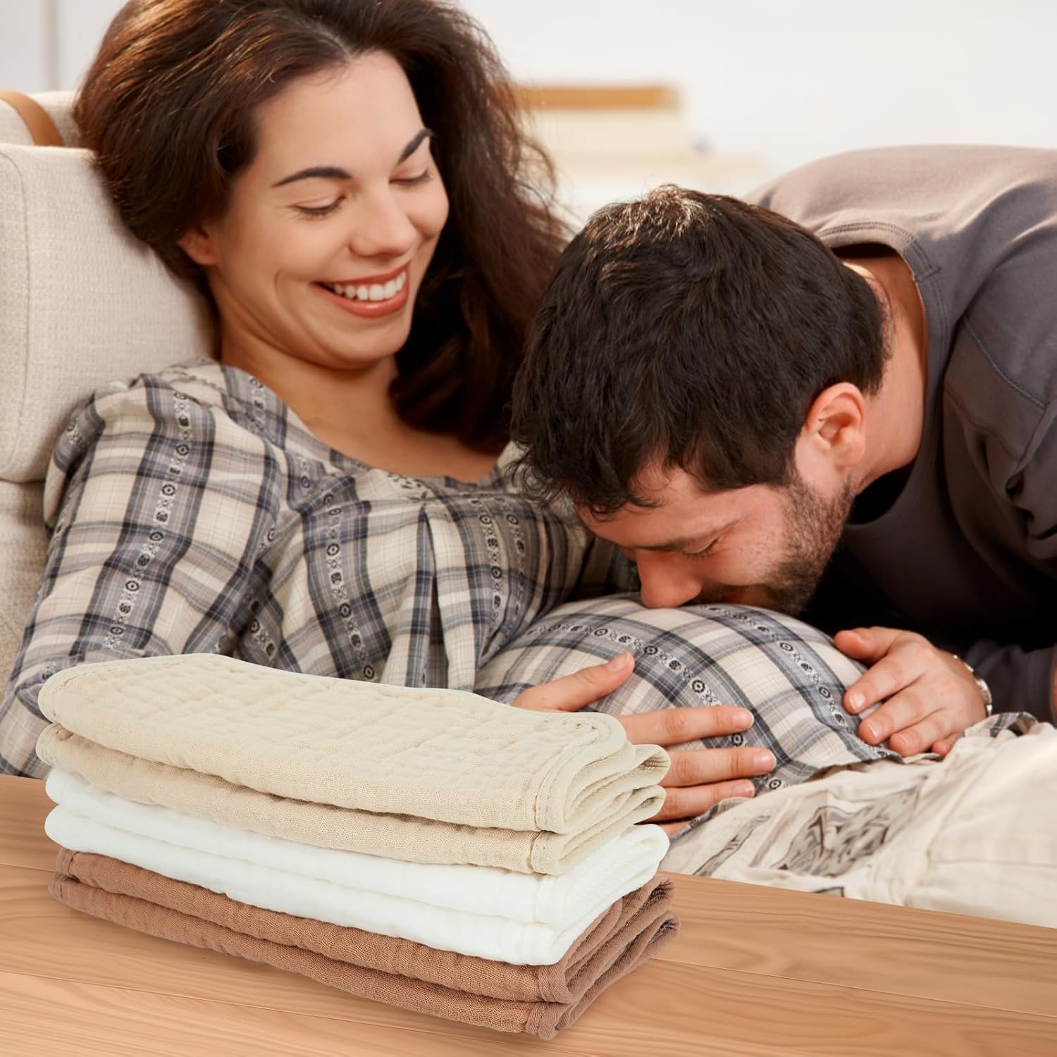 Baby Burp Cloth 100% Cotton Newborn Cotton Muslin Burp Cloth 10x20 inches (White & Coffee 6 Pieces) - Image 7