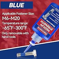 Vista 4 de Bloqueo de rosca azul y rojo, tapón de roscas extraíble y permanente, para tuercas, pernos, sujetadores y metales, contra pérdida y fugas