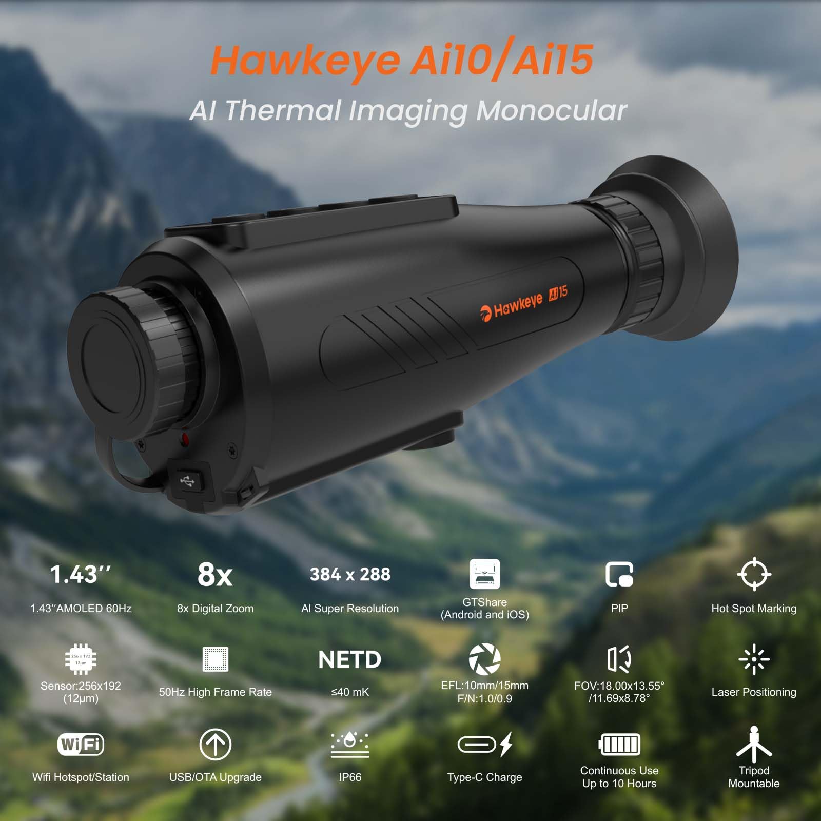 Lunette Thermique GTGUARD X350 - Monoculaire 384x288, 35mm, Pour Chasse, Neuve