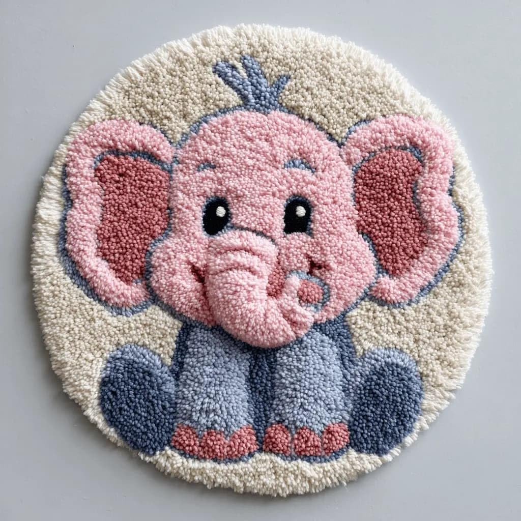 Kitquiver Latch Hook Rug Making Kit Elephant 50X50Cm
