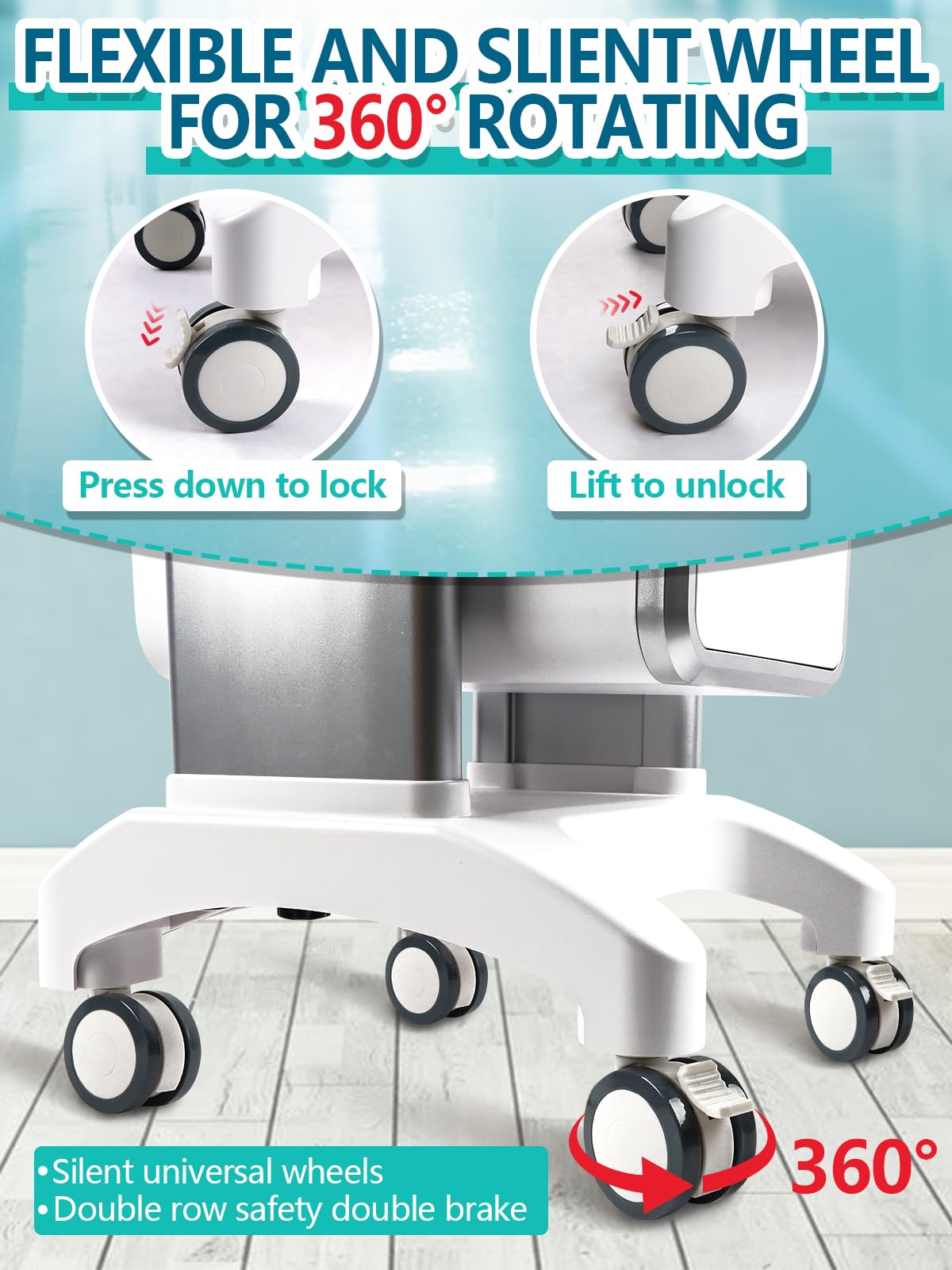 EBANKU Carrello medico con ruote, carrello professionale con cassetto, dotato di cuscinetti antiscivolo, per clinica, spa, ufficio, camera da letto
