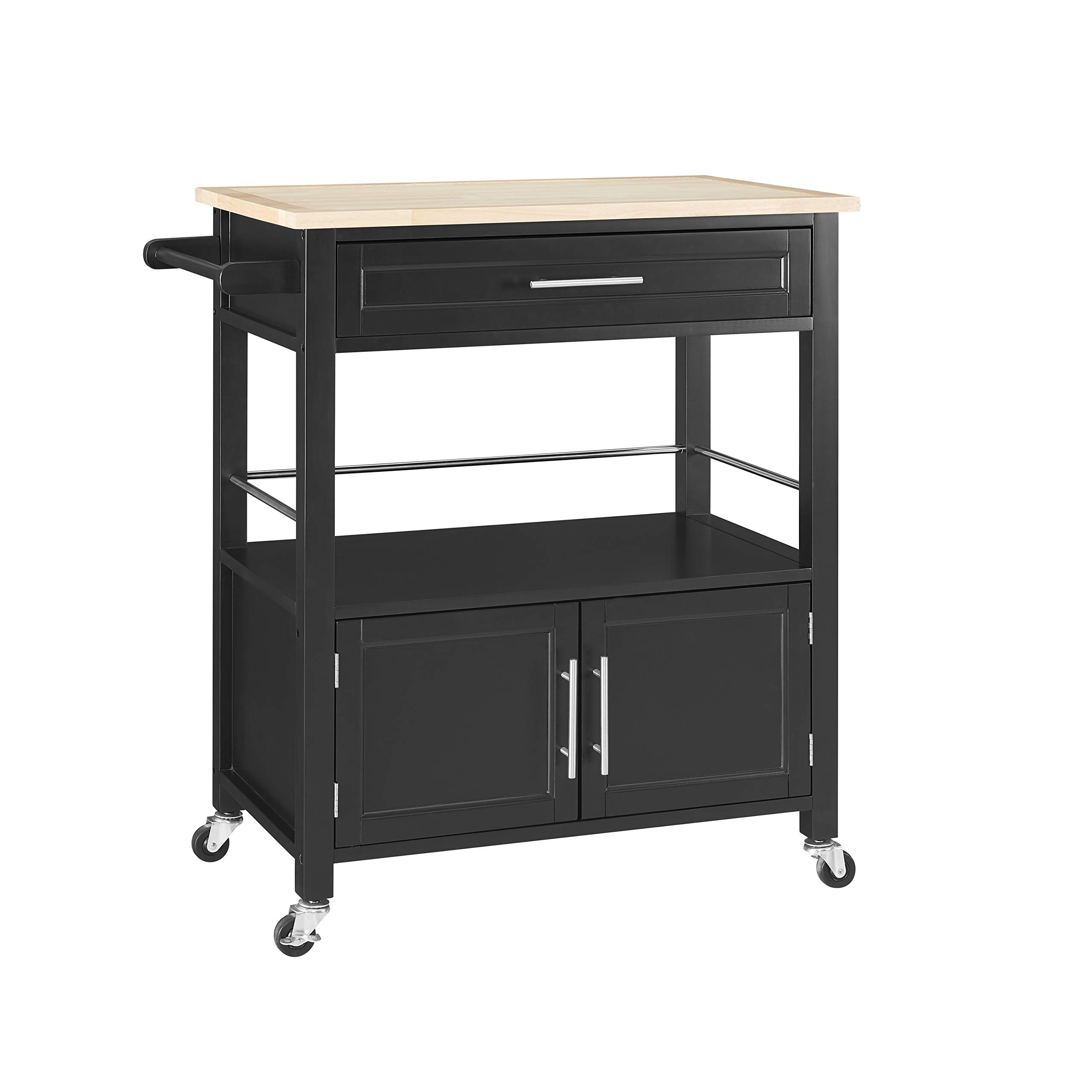 Linon Home Decor Products Marlow Kitchen Cart Black with Wood Top