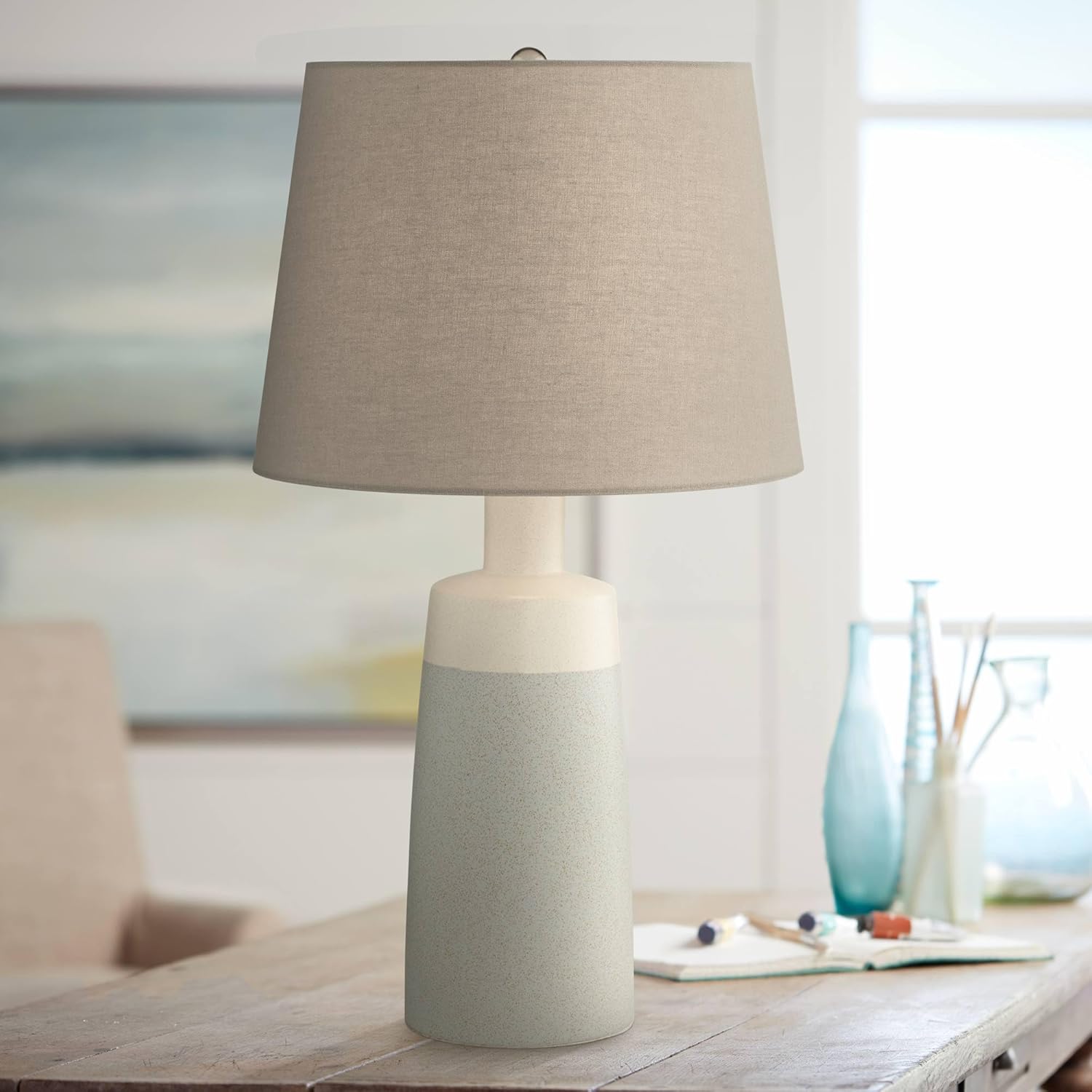 Pacific Coast Lighting Effie 17 1/2" Grey Modern Ceramic Table Lamp