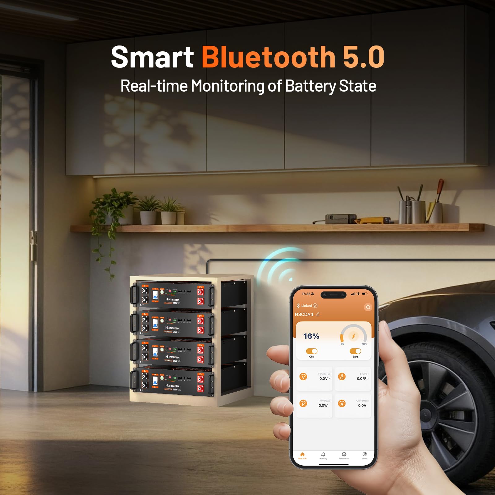 HumsiENK Akumulator LiFePO4 48V 100Ah, 5120Wh, Montaż w Szafie Serwerowej 3U, BMS 100A, Bluetooth, do Systemów Solarnych